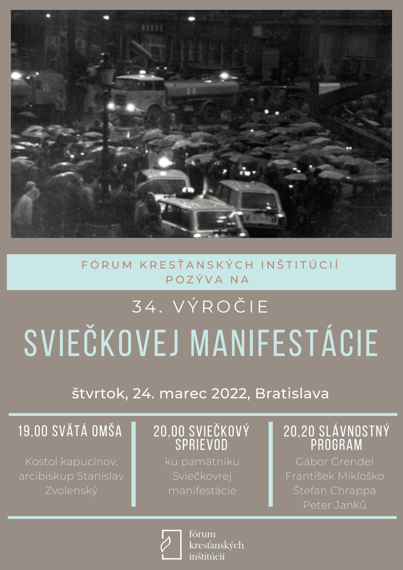 Pozvánka na spomienku Sviečkovej manifestácie – 24. marca 2022