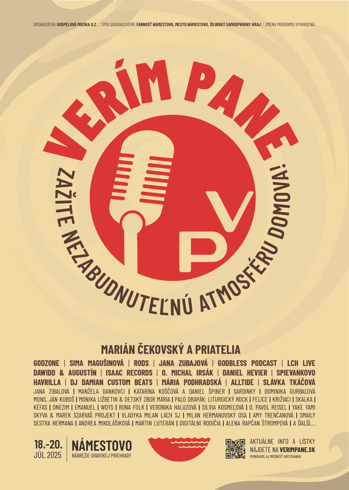 Marián Čekovský a gospel, Sima Magušinová, ale aj Spievankovo – festival Verím Pane 2025 ponúkne bohatý hudobný, duchovný, diskusný a detský program